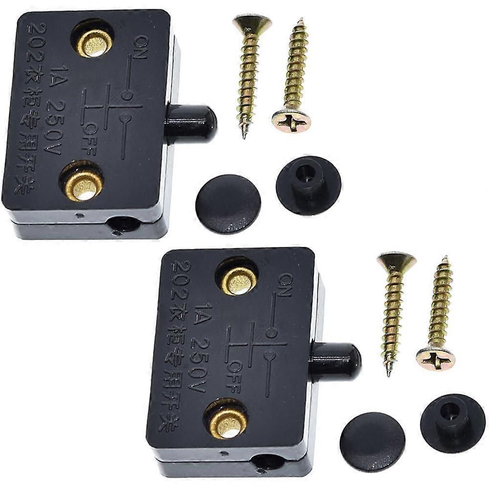 2Pcs Black Cabinet Door Light Switch 12V 24V Automatic Wardrobe Touch Switch for Closet Lighting