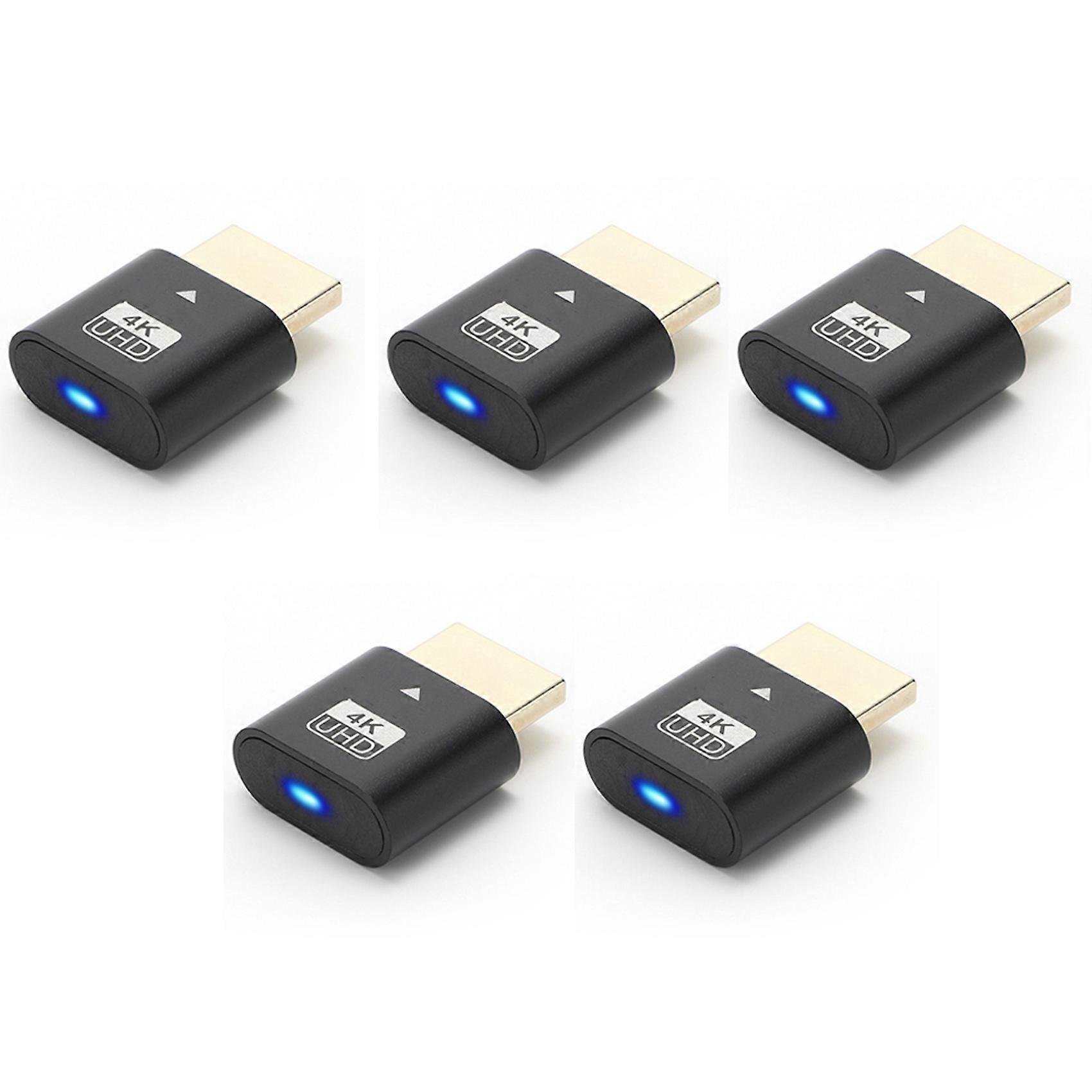 5X HDMI-Compatible 4K Dummy Plug with LED Light for Graphics Cards, Desktop/Laptop Vistual Display Adapter C