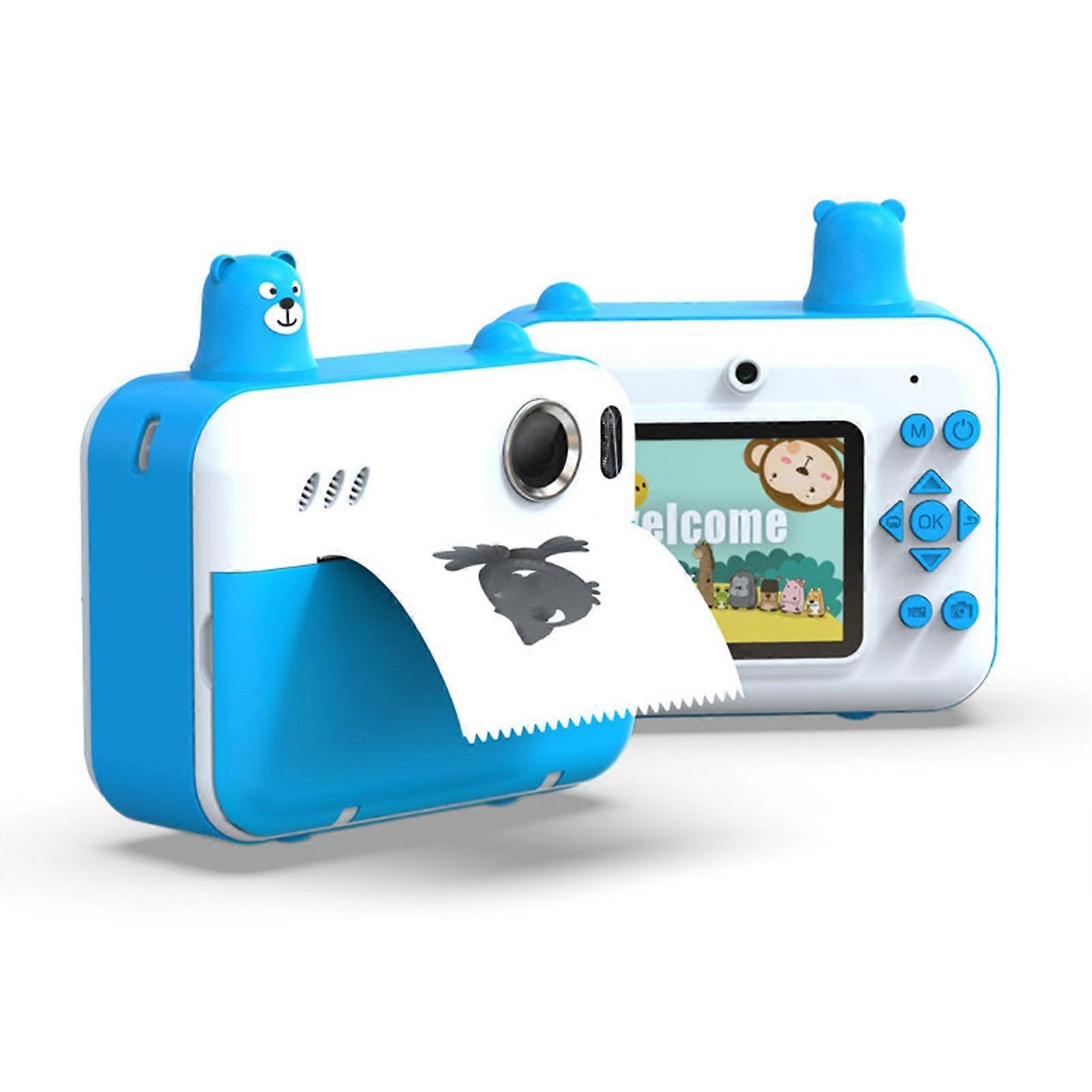 Instant Print Digital Camera 1080P 8MP with 2.4 Inch Screen Dual Lenses MP3 Player Sky Blue