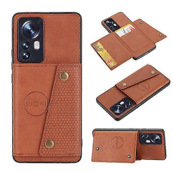 Compatible with Xiaomi Mi 12 - Stylish Practical Case with Card Holder Light Brown