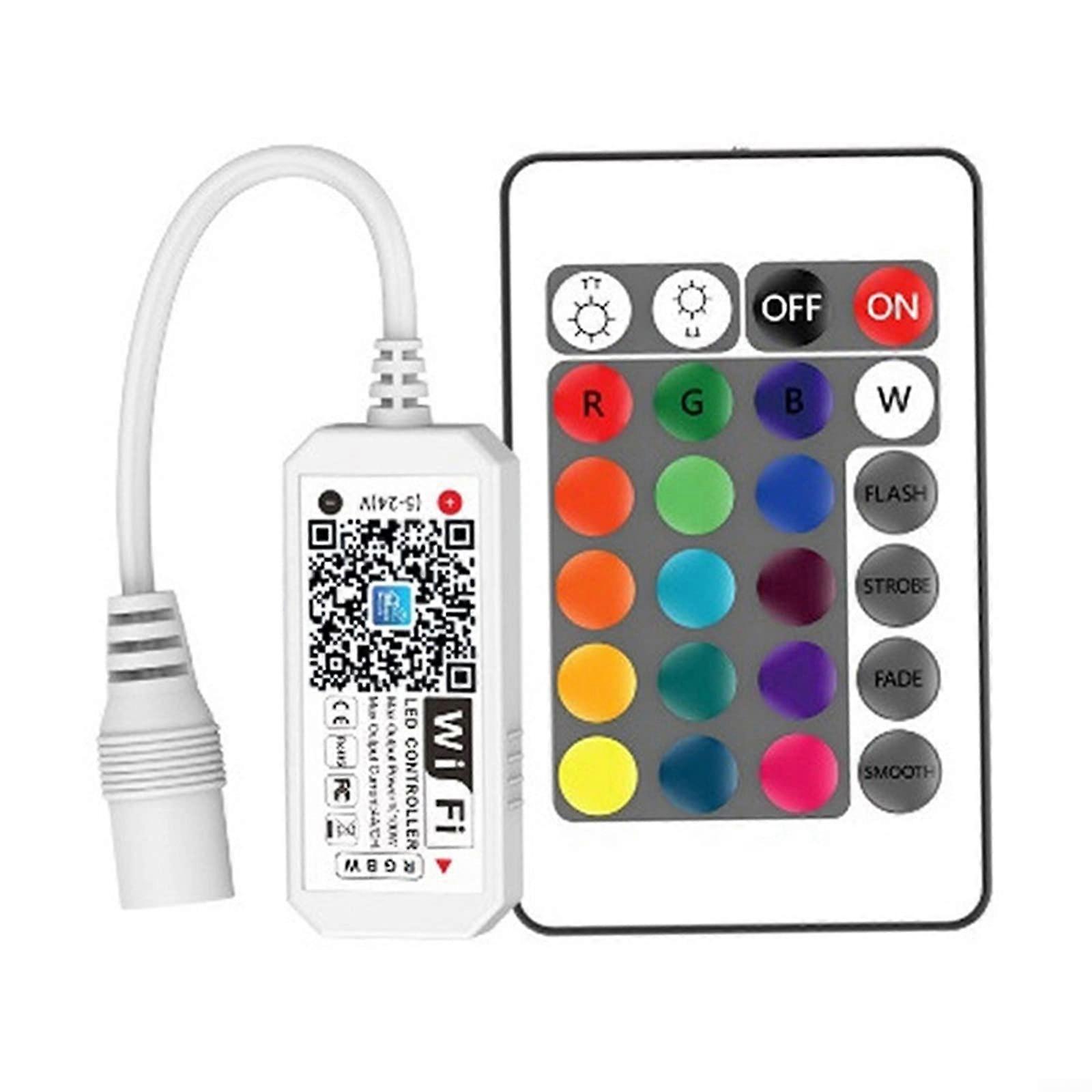 WiFi Smart RGBW LED Strip Light Controller, 4 Channel Remote Control, Compatible with RGBW Strips, Stepless Dimming Function