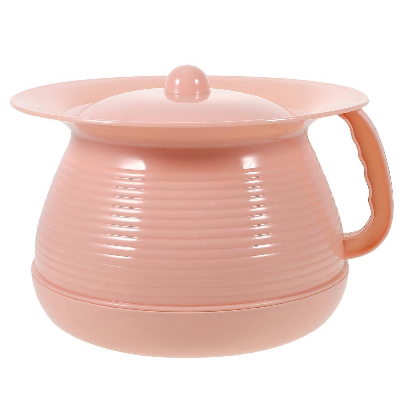 Portable Adult Urinal With Lid And Handle, Smooth Surface, Easy To Clean Spittoon Chamber Pot For Bedroom Use, Red Pink
