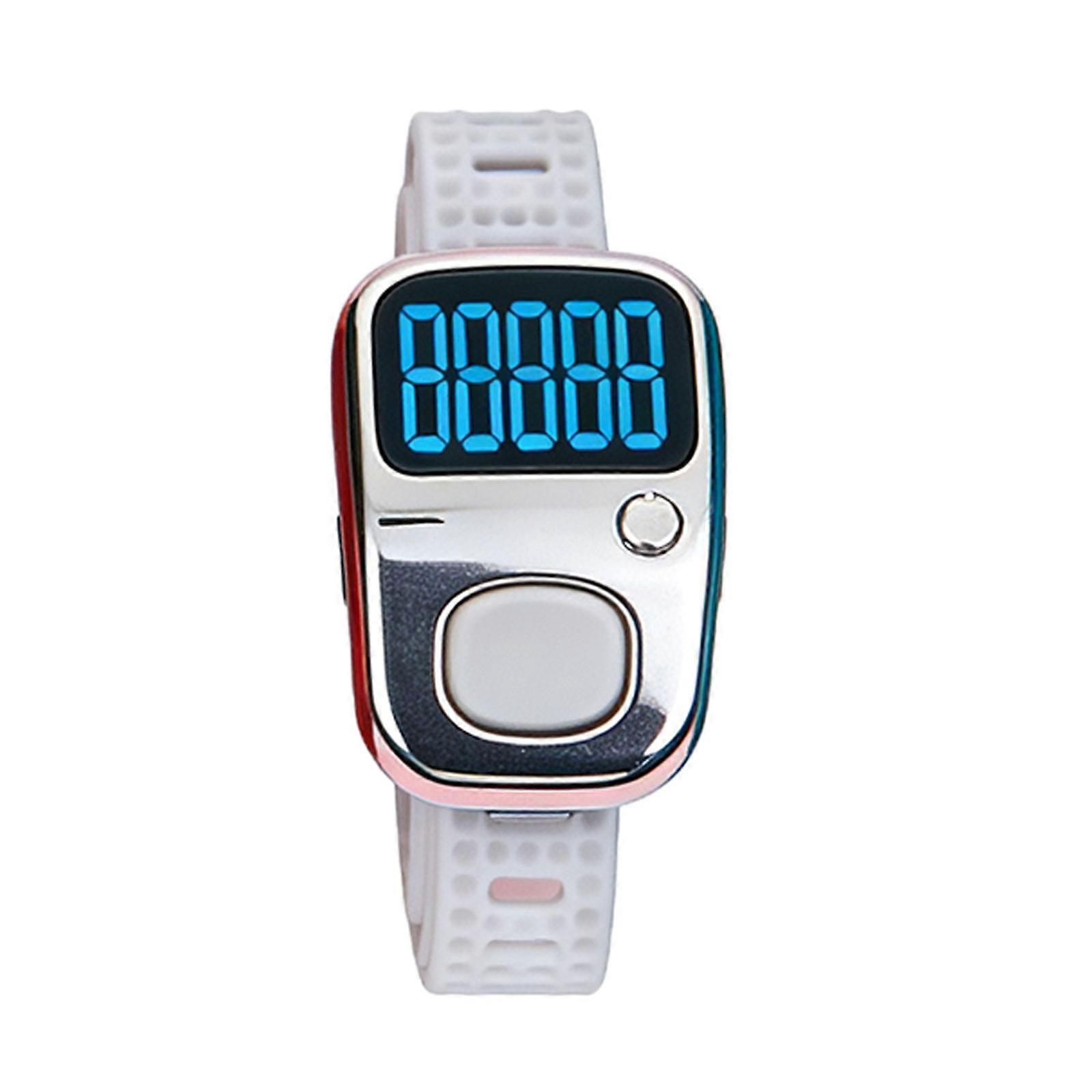 Digital Counter Featuring Rechargeable Battery Flip LED Display Silicone Strap Comfort Fit Accurate Timer Function  Silver