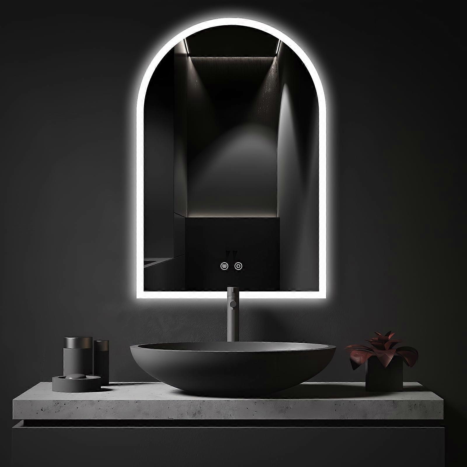 Arched LED Bathroom Mirror with AntiFog Touch, Dimmable 3Color Lighted Vanity Mirror, Memory Setting