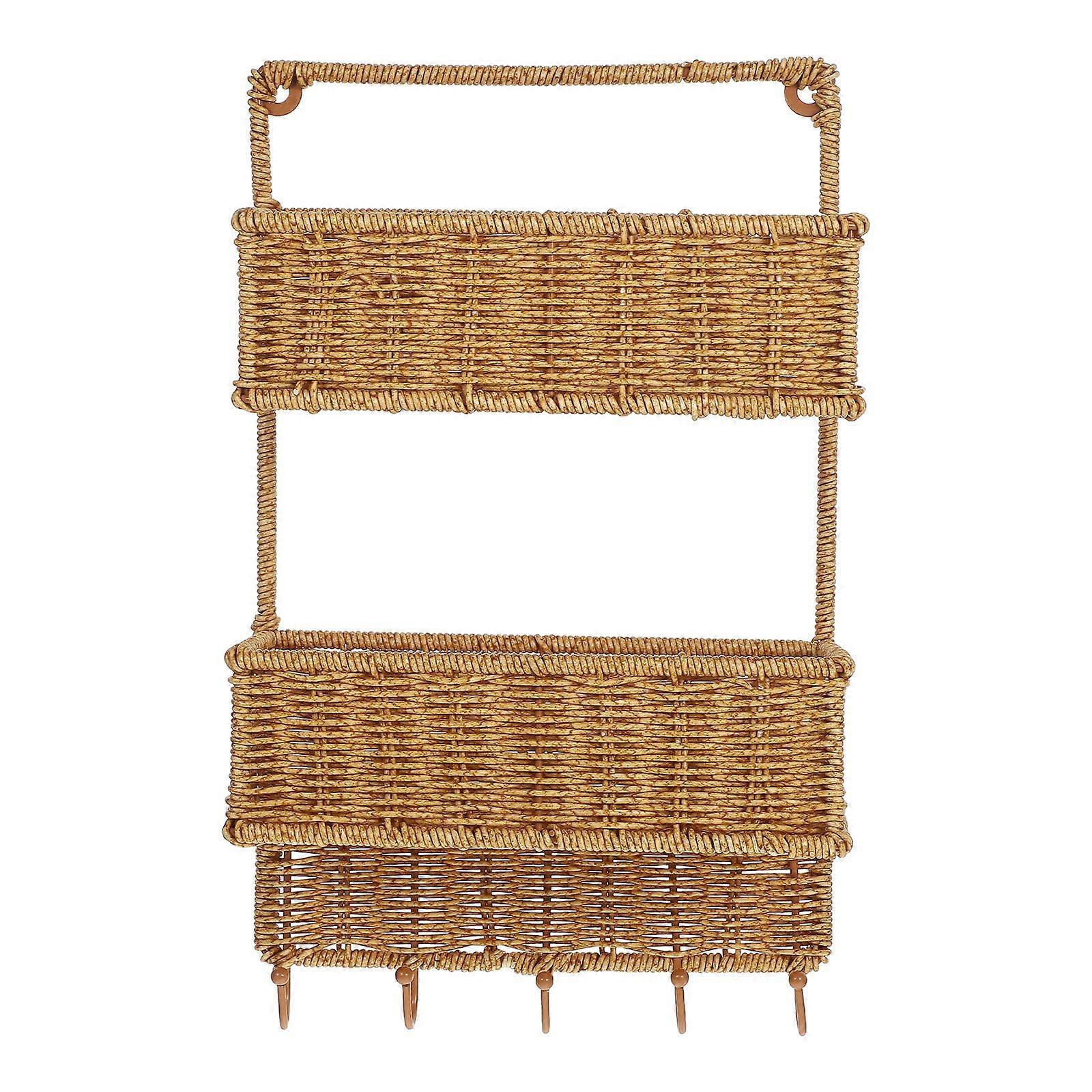 Woven Basket Simulation Rattan Fruit Basket Hanging Storage Basket Accessory
