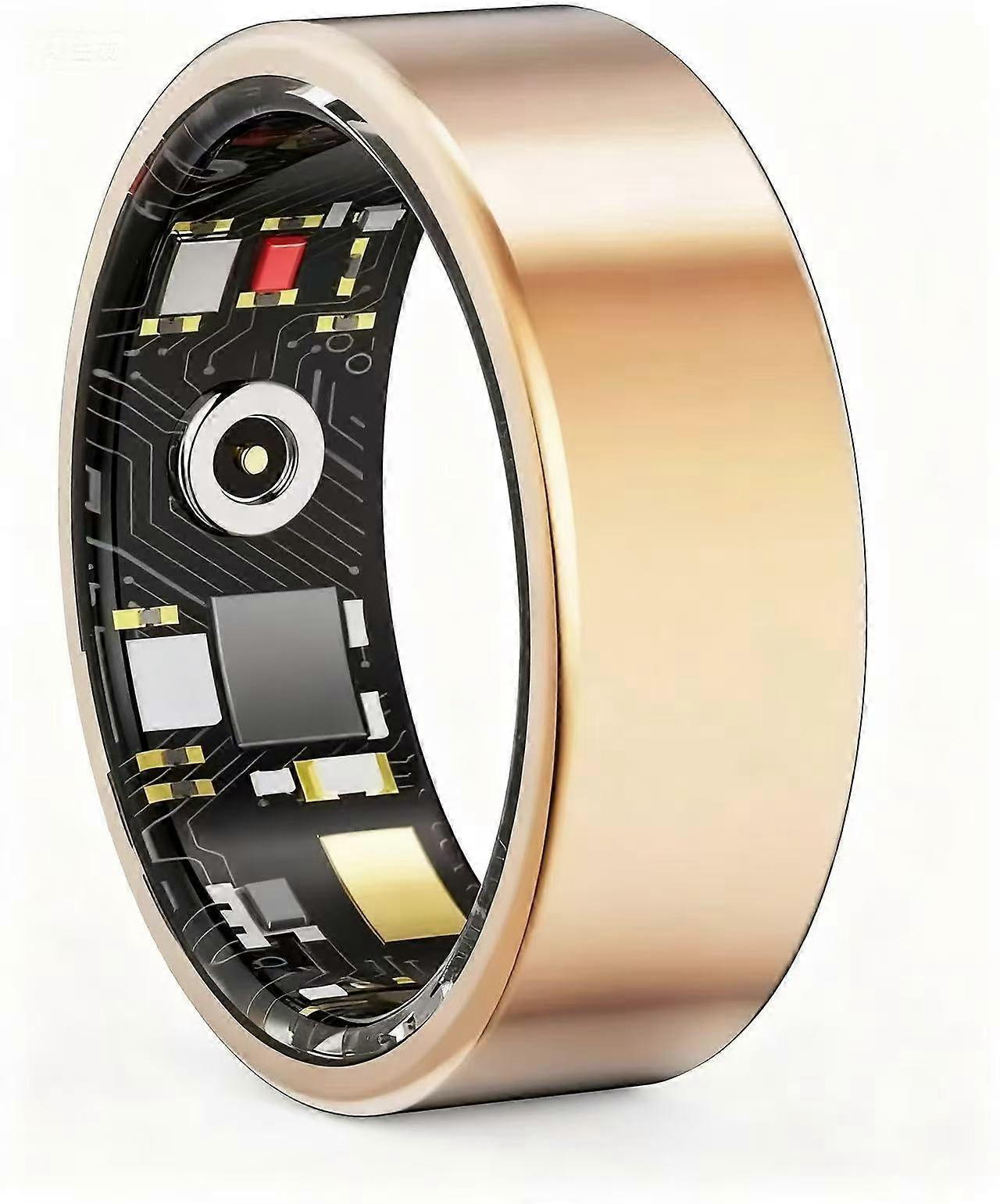 Smart Ring Sleep Tracker with Heart Rate and Blood Oxygen Monitor, Waterproof Fitness Ring for iOS and Android, Gold #12