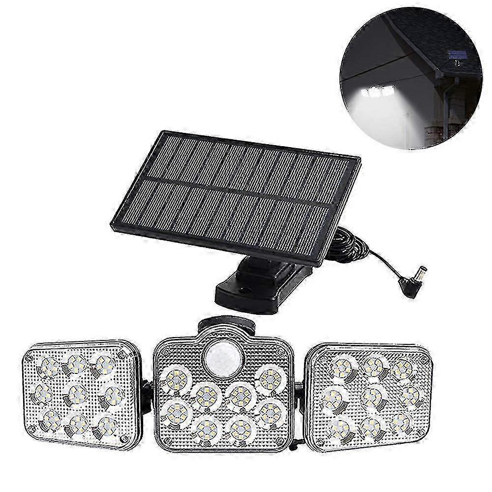 Outdoor solar-powered security light with 3 adjustable modes.