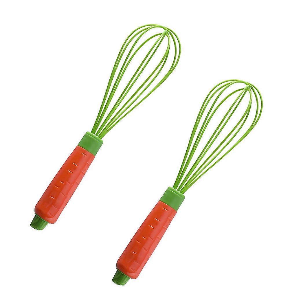 Silicone Whisk Manual Egg Blender for Kitchen Use 2Pcs with Carrot Shaped Handle