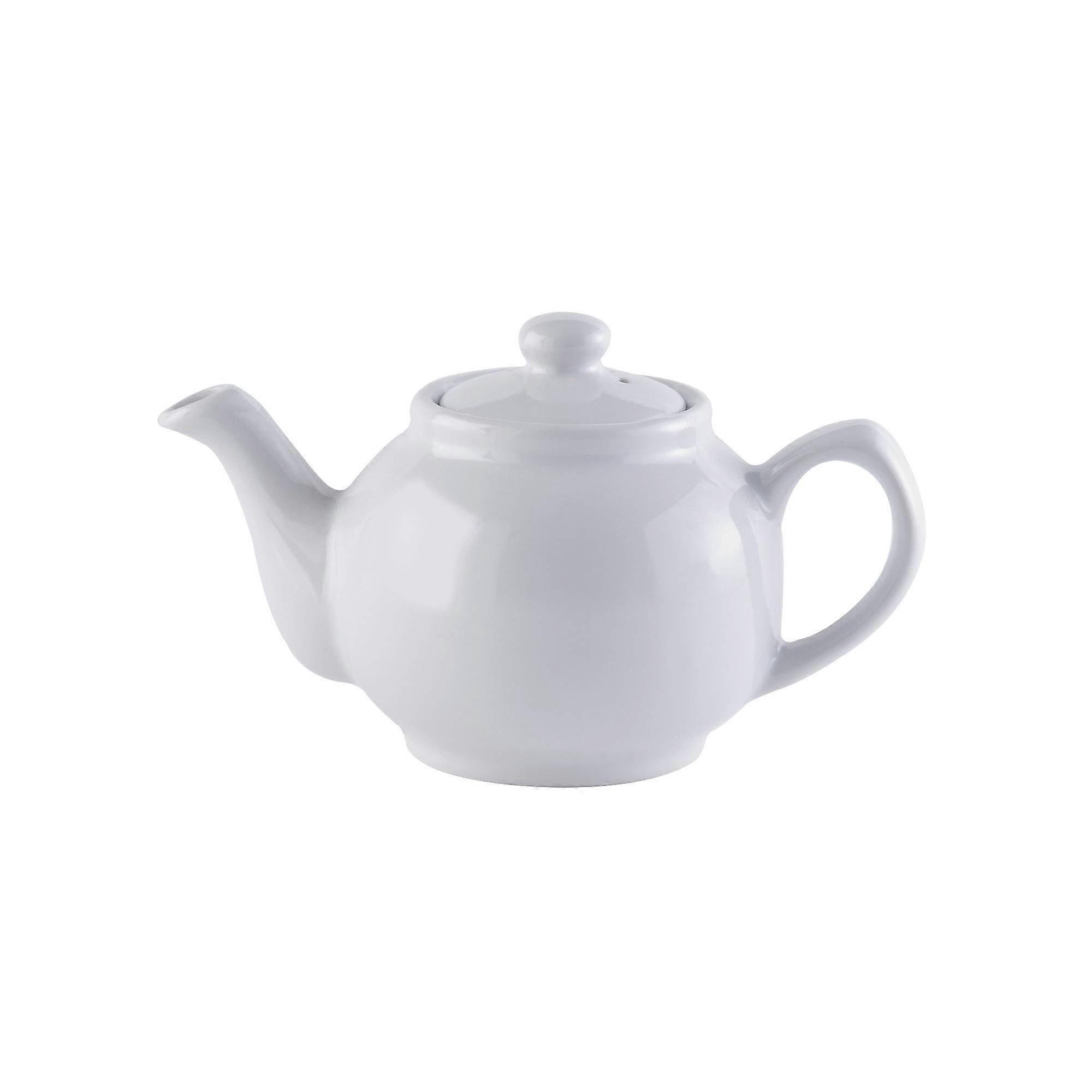 White Ceramic Teapot 2 Cup 450ml with NonDrip Spout and Ergonomic Handle for Tea Brewing