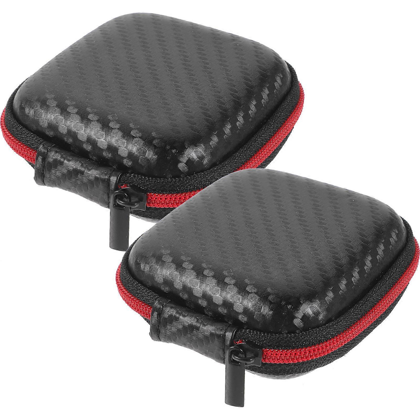 Portable Electronic Organizer Bag for Storage Use 2Pcs Black Earphone Case