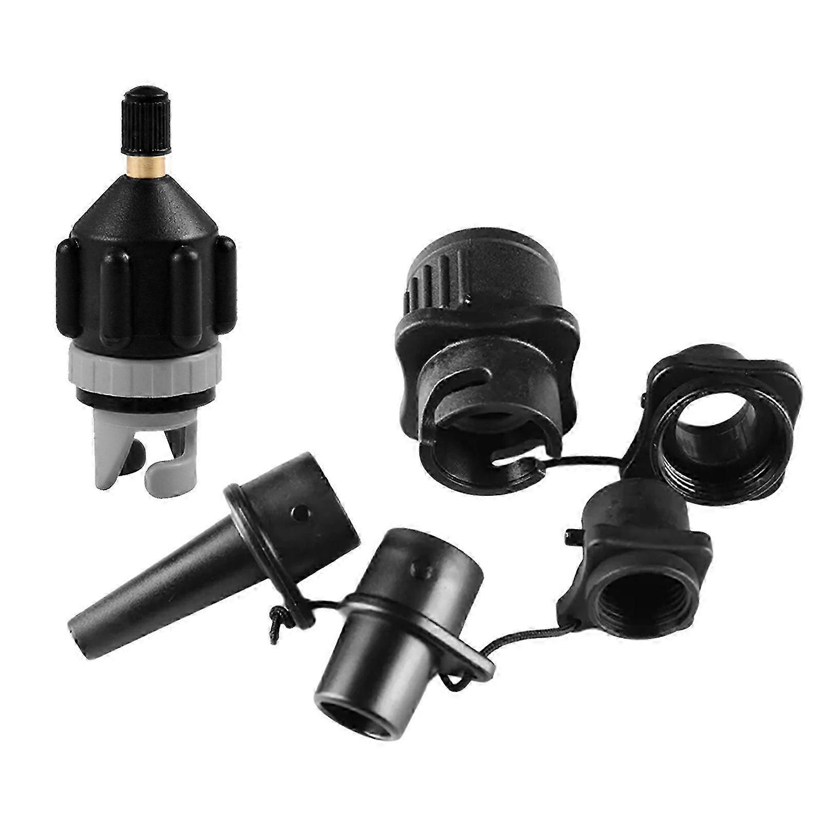 Adaptador de válvulas de ar para bombas de ar de barcos infláveis de 25-26 polegadas, com 4 bicos de ar, resistente e preto.