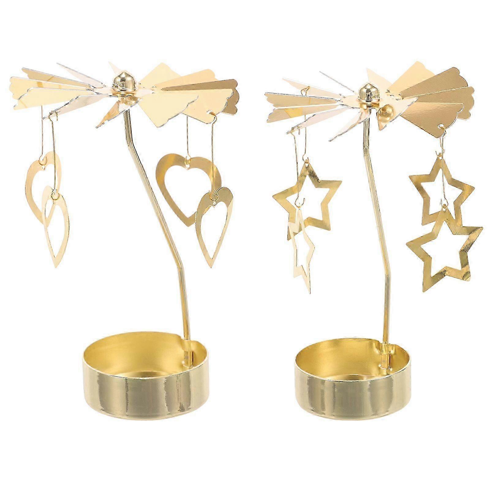 2pcs Creative Rotating Candleholders Xmas Candle Containers Desktop Decors Edition 1230