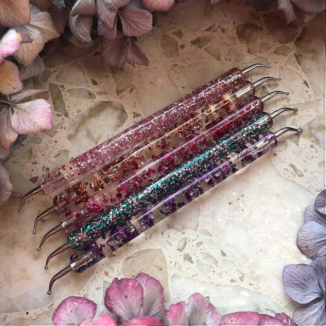 Mandala Dotting Tools Set with Curved Tips, 5 Piece MultiSize ColorCoded Dot Art Painting Tools