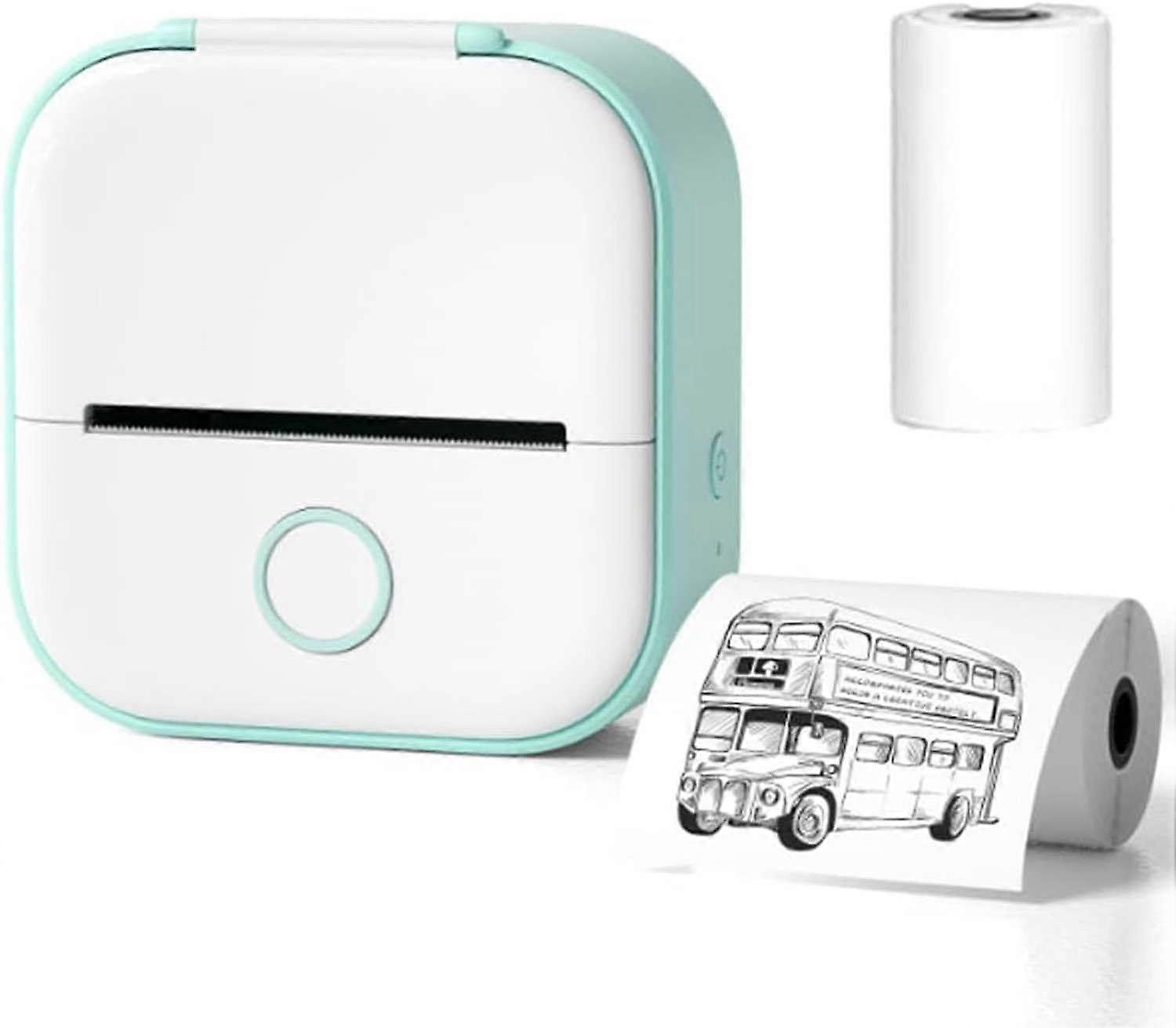 Mini Thermal Printer Bluetooth Wireless Ink for DIY Scrapbooking Notes USB Rechargeable Green