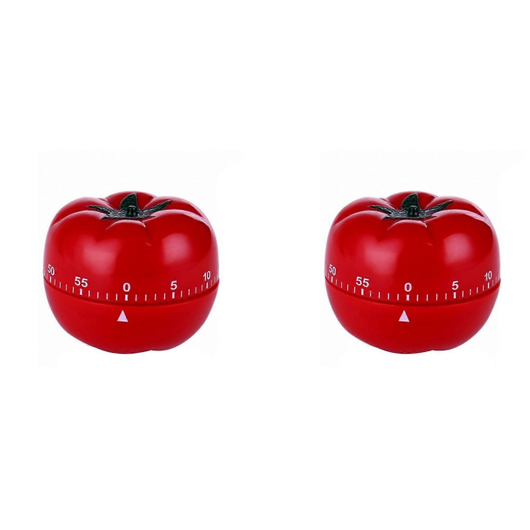 2X Tomato Shaped Kitchen Timer 160 Min 360° Rotation Mechanical Countdown for Cooking