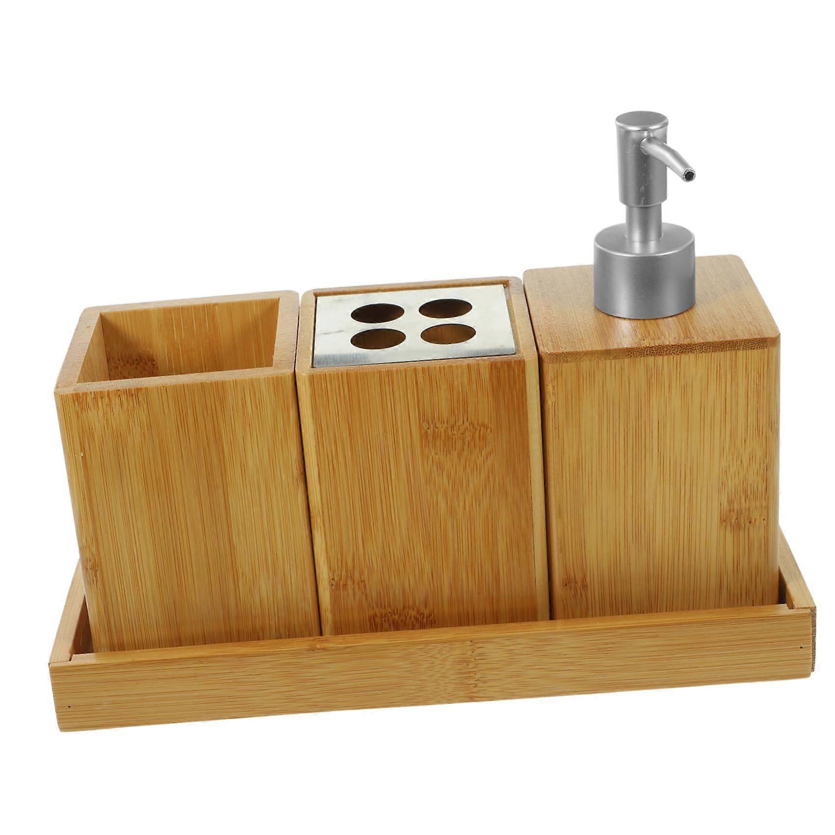 Bathroom Accessories Set with Soap Dispenser Toothbrush Holder Cup, Easy Clean Multipurpose Storage