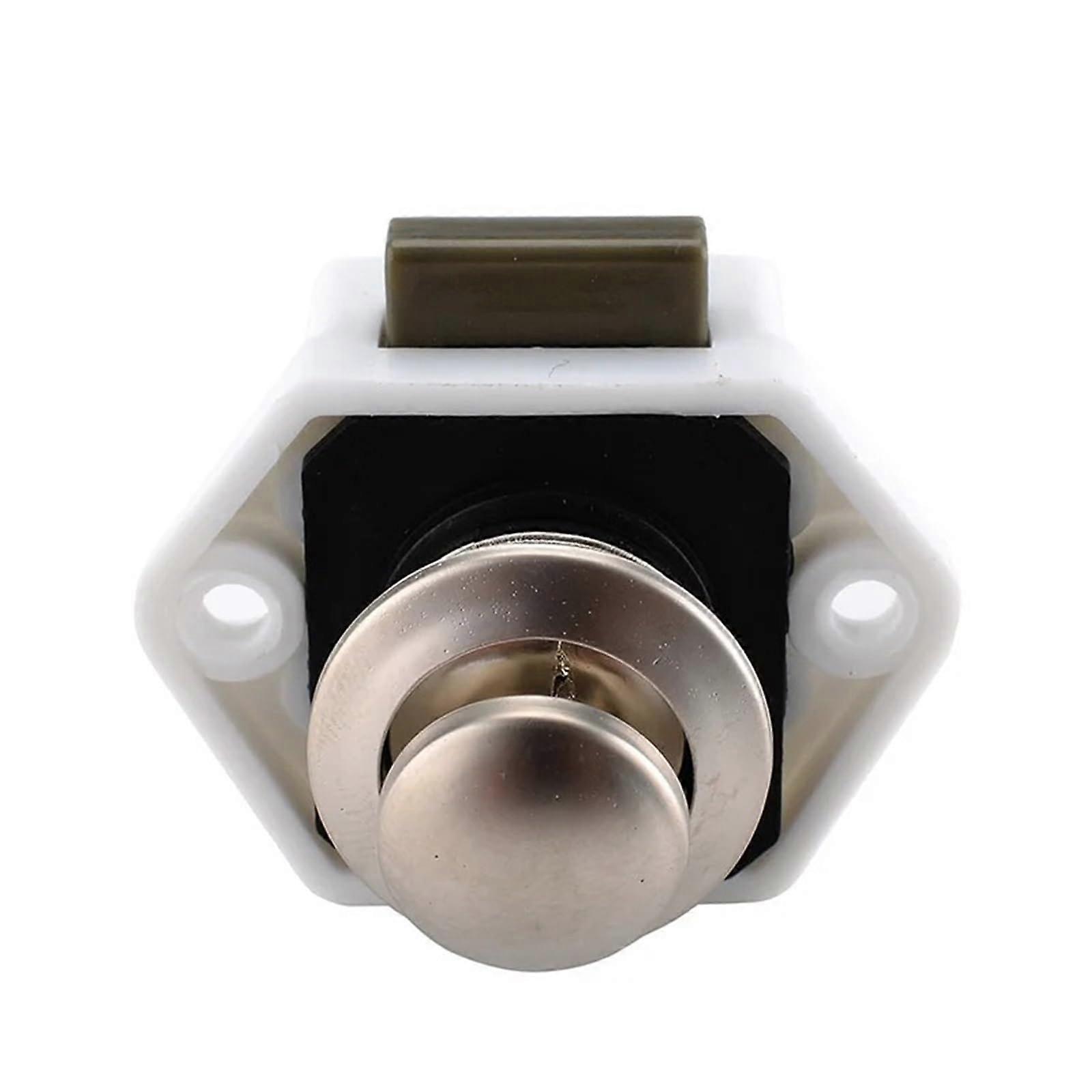 20mm Camper Push Lock for Cabinets and Drawers, Secure Button Latch for RV Caravan Cupboard White