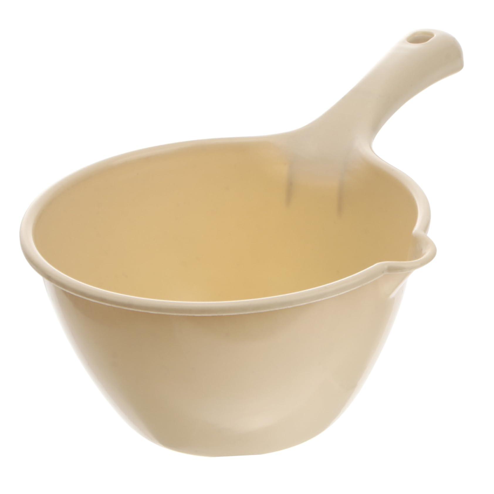 Khaki Plastic Water Ladle with Long Handle for Bathing Kitchen Garden MultiPurpose Use