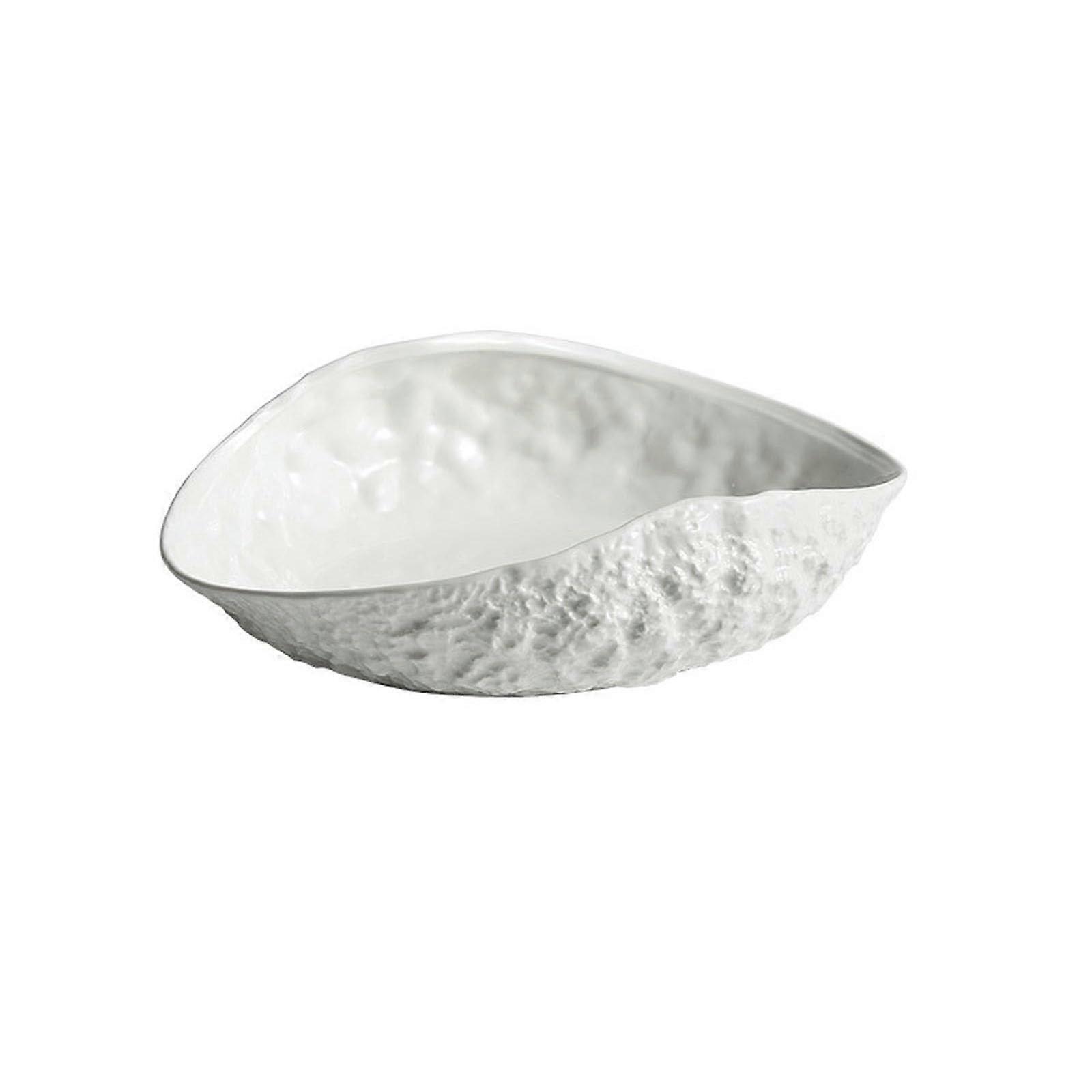 14 Inch Ceramic Soup Plate Rock Pattern Shell Design, Hotel Tableware, Microwave Dishwasher Safe