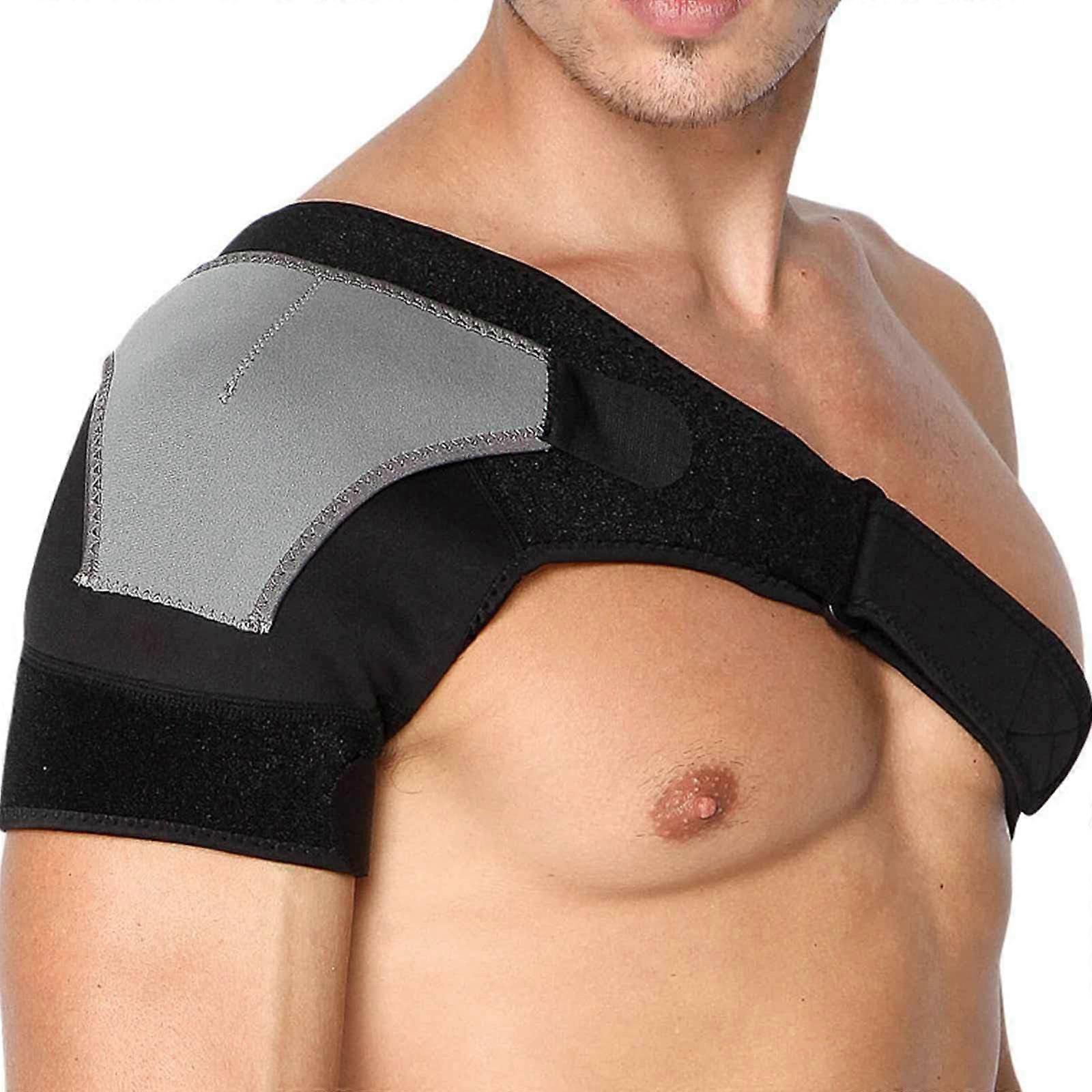 Right Shoulder Brace with Ice Pack Pocket, Adjustable Compression Support and Stability Strap for Injury Recovery