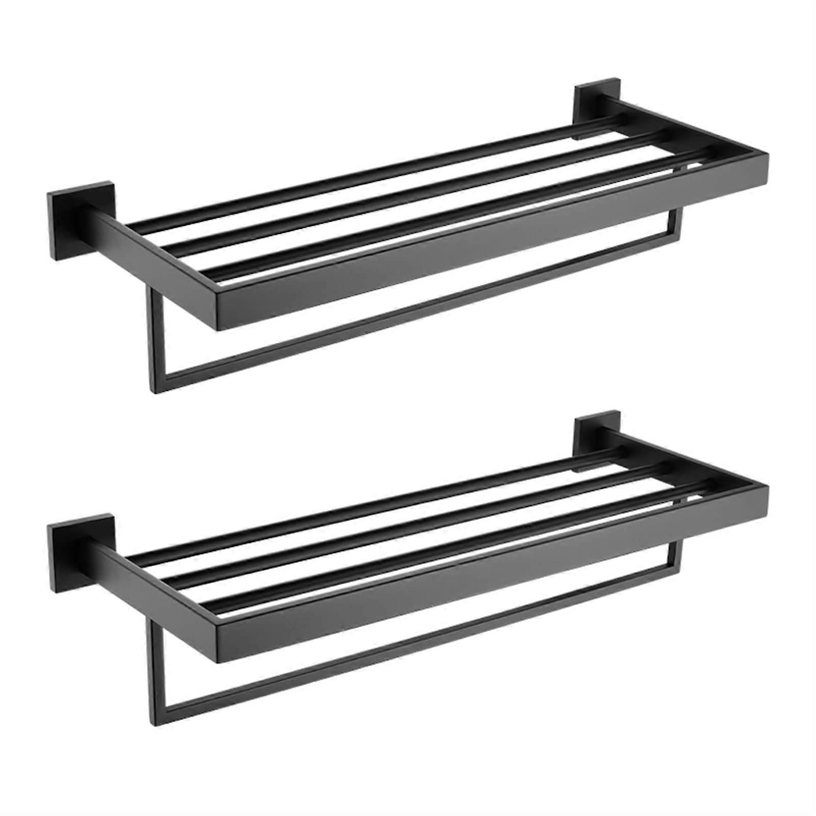 Stainless Steel Double Towel Rack Wall Mounted Bathroom Shelf Space Saving Design 2 PCS