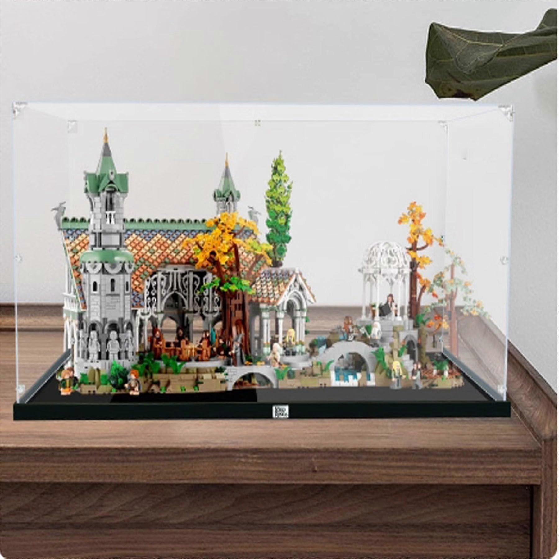 Acrylic Display Case for  10316 Lodge, Dustproof Clear Box with Stable Wood Base,  Transparency