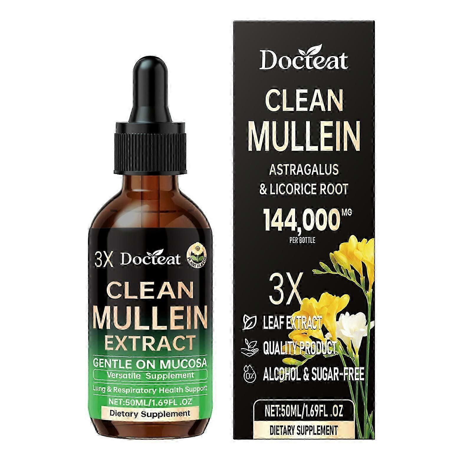 Clean Mullein Leaf Extract for Lung Cleanse, Respiratory Support, 3X Mullein Leaf Fomula