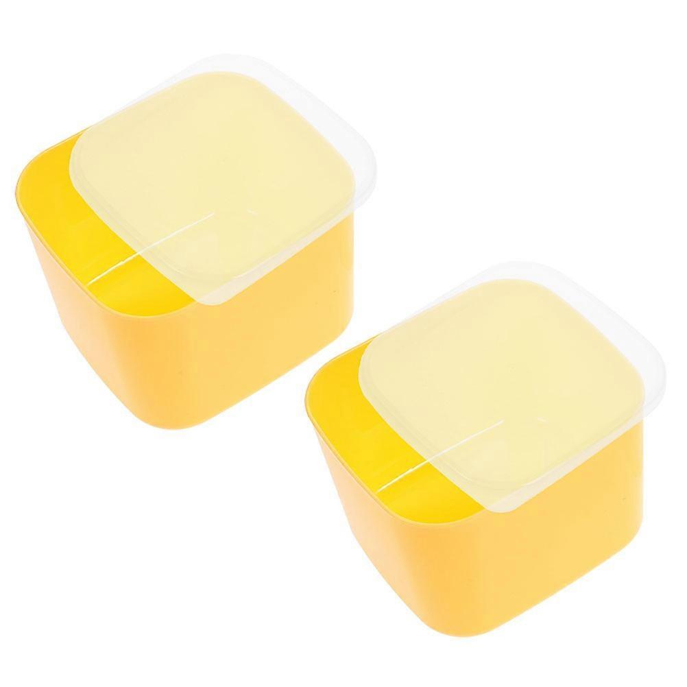 Fridge Cheese Container Cheese Storage Boxes Kitchen Organization Reusable PP Yellow 2Pcs