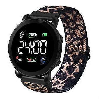 Montre-bracelet électronique numérique multifonctionnelle à bracelet élastique, cadran rond lumineux, affichage de l'heure et de la date réglable, accessoire de mode