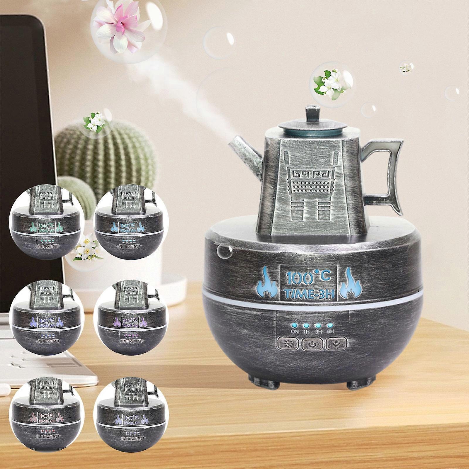 Vintage Kettle Humidifier,5.59x4.53in USB Aromatherapy Diffuser,Mist Timer,Decor