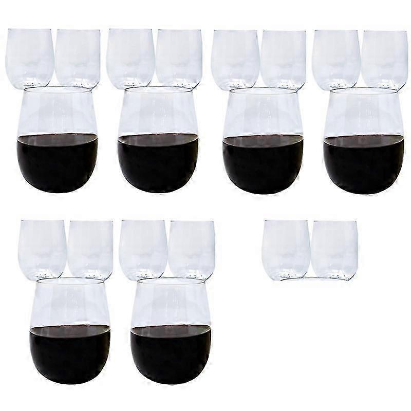 Disposable Wine Glasses, Stemless Plastic Wine Glasses