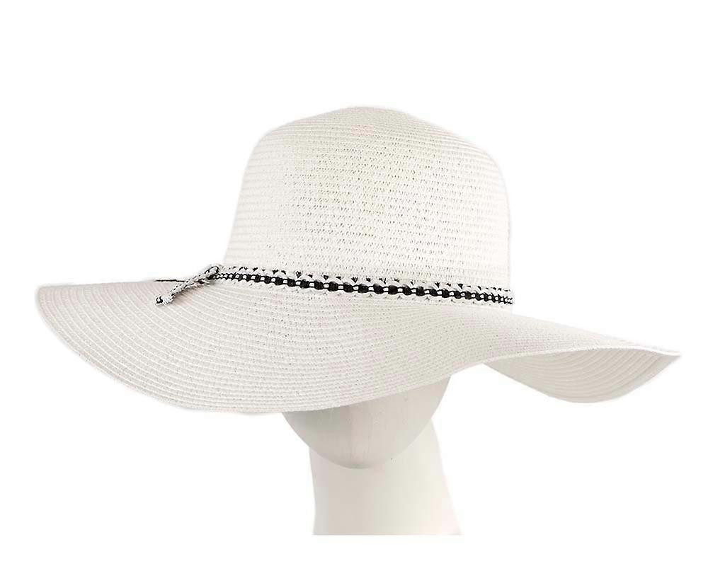 Wide brim white casual beach hat CU556W