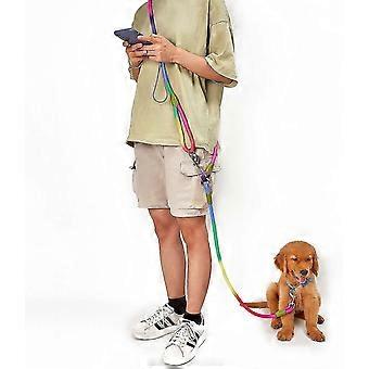 Hondenriem van 2,2 meter lang, handsfree wandelriem met dubbele handgreep en anti-trekkoord voor middelgrote en grote honden en huisdieren.