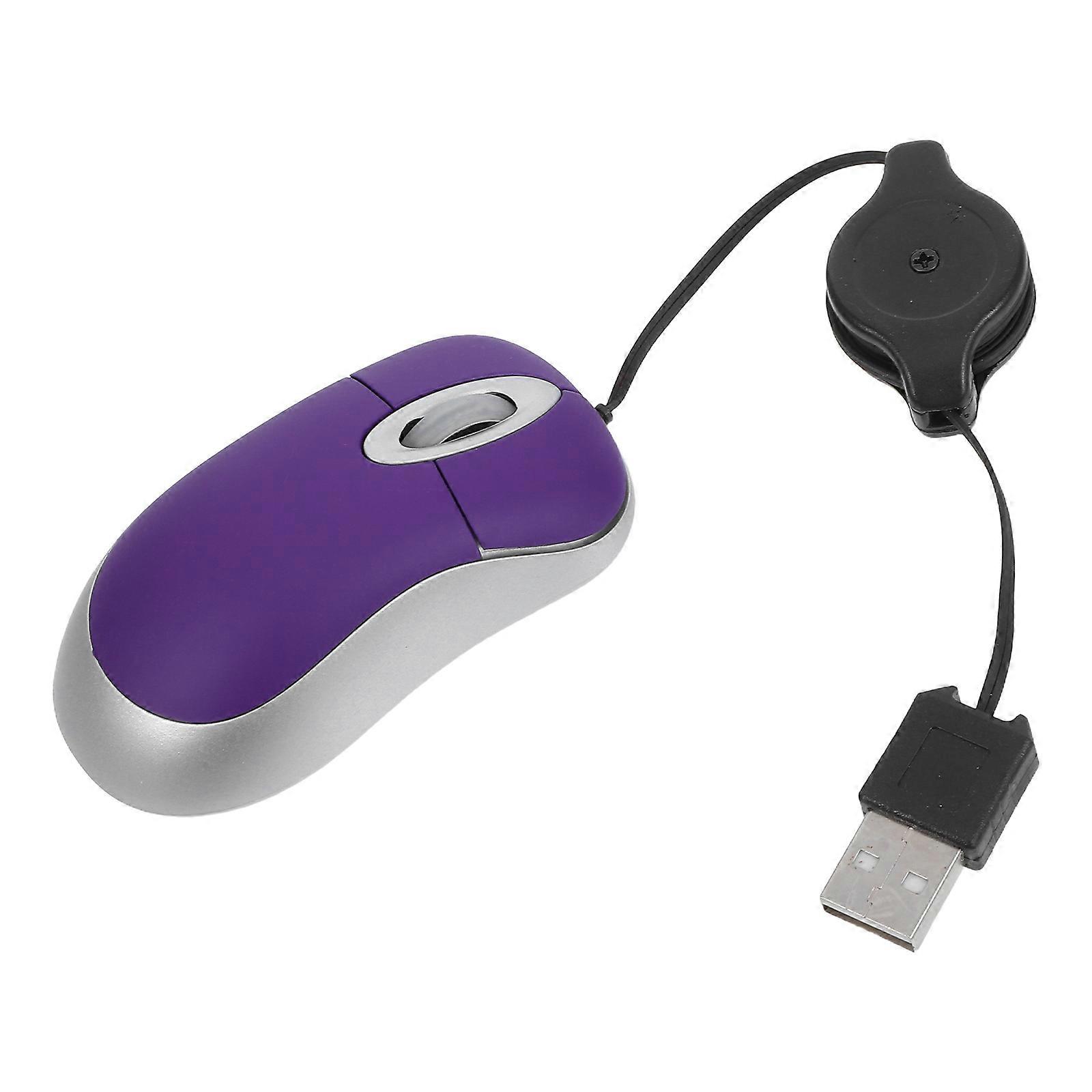 USB Mouse Purple Mini Telescopic Mouse for Computer Use