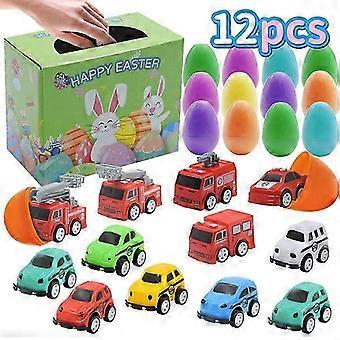 Luxora 12PCS Surprise Eggs Prefilled With Mini Cars Toy Vehicle For Kids Easter Eggs Hunt Easter Basket Stuffers_dd1
