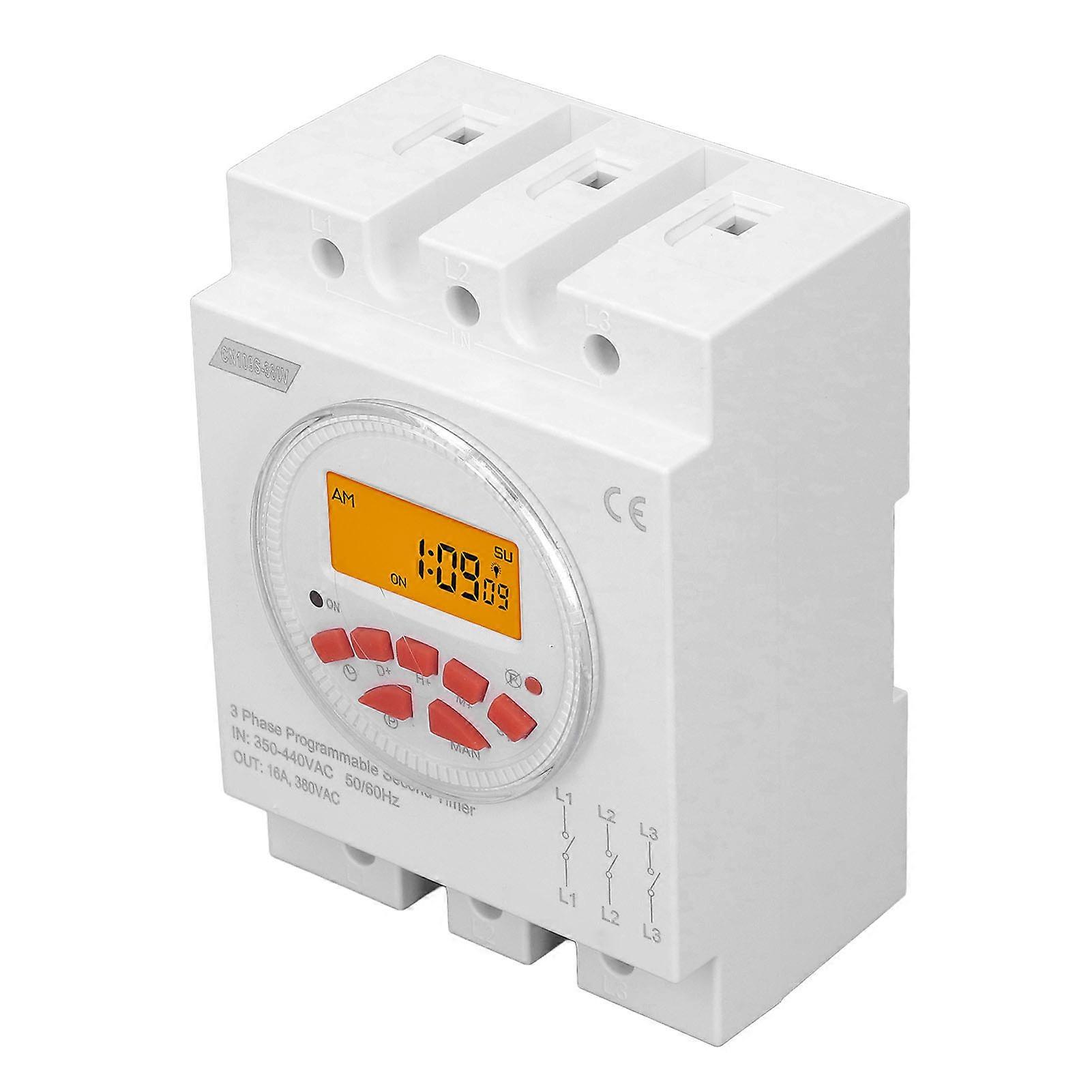 Timer Switch Backlight Display 3 Phase 7 Days 24 Hours Programmable Control Power Timer Switch