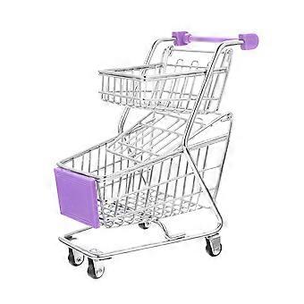 Small Shopping Cart Miniature Supermarket Shopping Cart Double Layer Trolley Toy