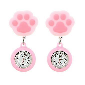 2pcs gatto zampa a forma di orologio appeso infermiera orologio da tasca portatile fob orologio regalo