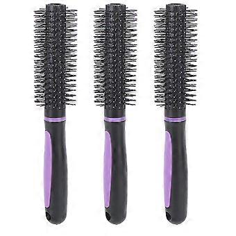 3PCS Cepillo de pelo redondo Peine de rodillo rizador antideslizante para secar todo tipo de cabello