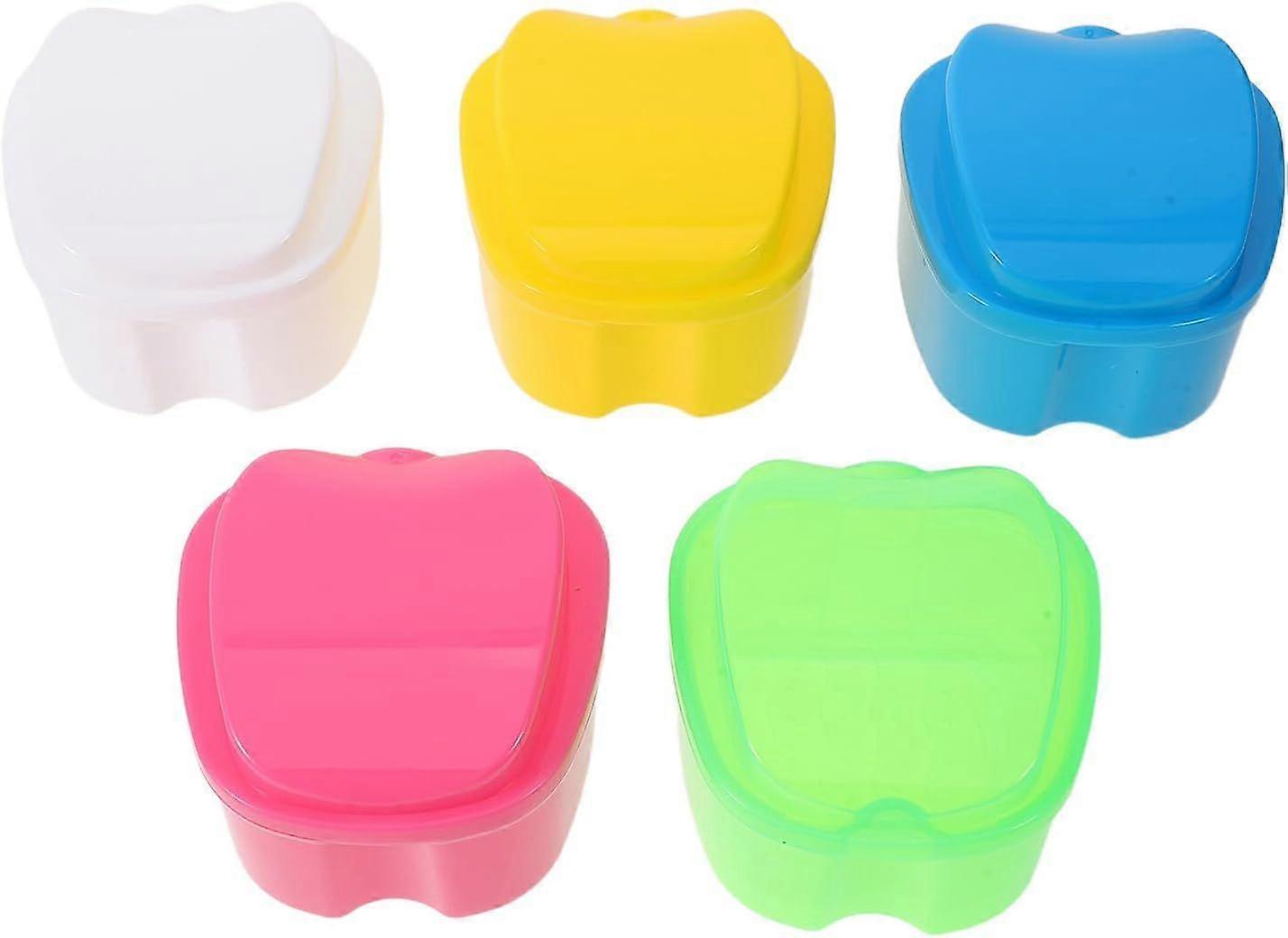 5-Piece Denture Care Kit: False Tooth Container, Denture Container, Denture Holder