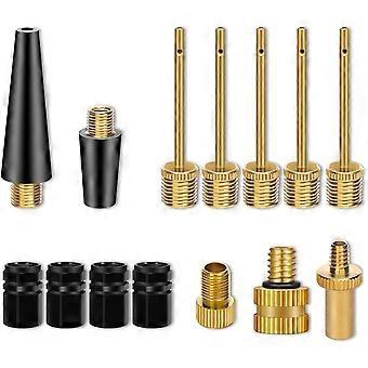 14PCS Bicycle Valve Adapter DV SV AV Converter,Presta Schrader Valve Adapter, Ball Pump Needle, Inflation Needle, Tire Valve Caps,Air Pump Needle Set