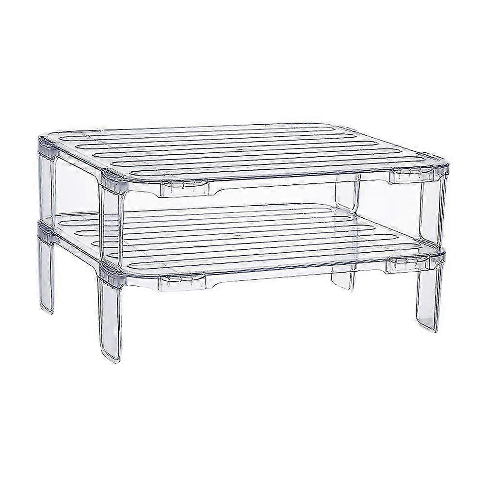 2pcs Refrigerator Organizer Shelf Fridge Stackable Storage Rack Kitchen Storage Rack