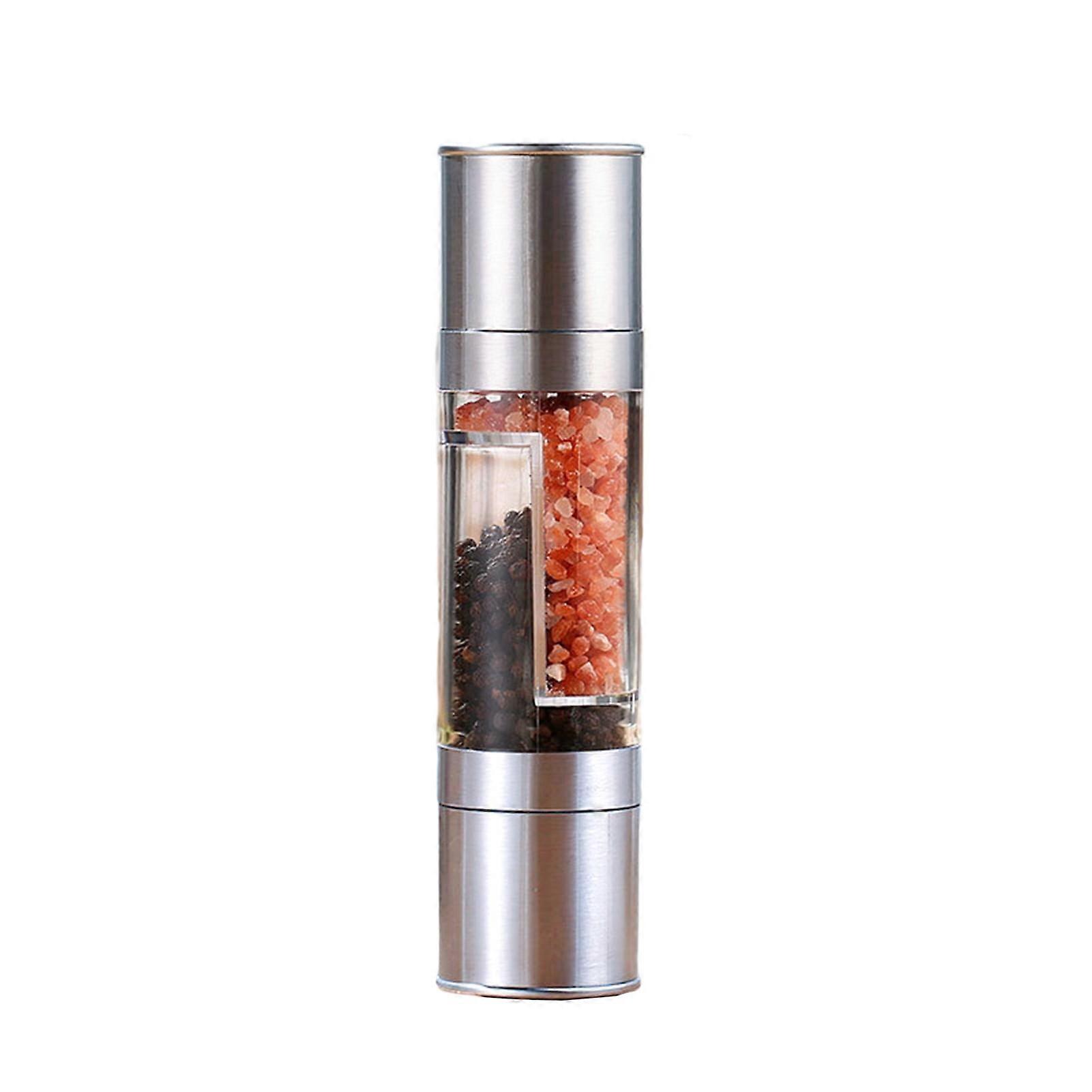 Double Compartment Pepper Grinder with Adjustable Coarseness Setting