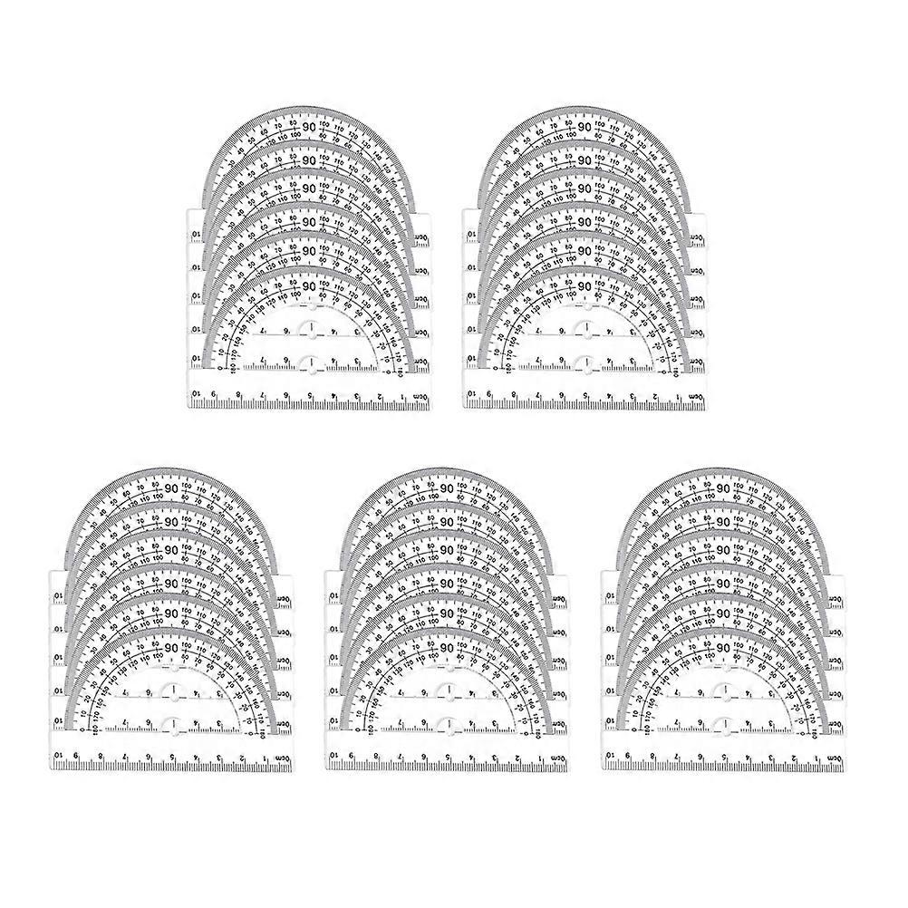 30pcs Plastic Clear Protractor Math Protractor Student Stationery