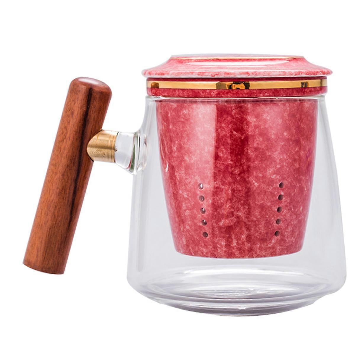 Büro-Teebecher mit Keramik-Kaffeesieb, 1 Set, Rot