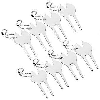 Portable Golf Divot Fork for Golfing Use 8Pcs Silver Steel Material
