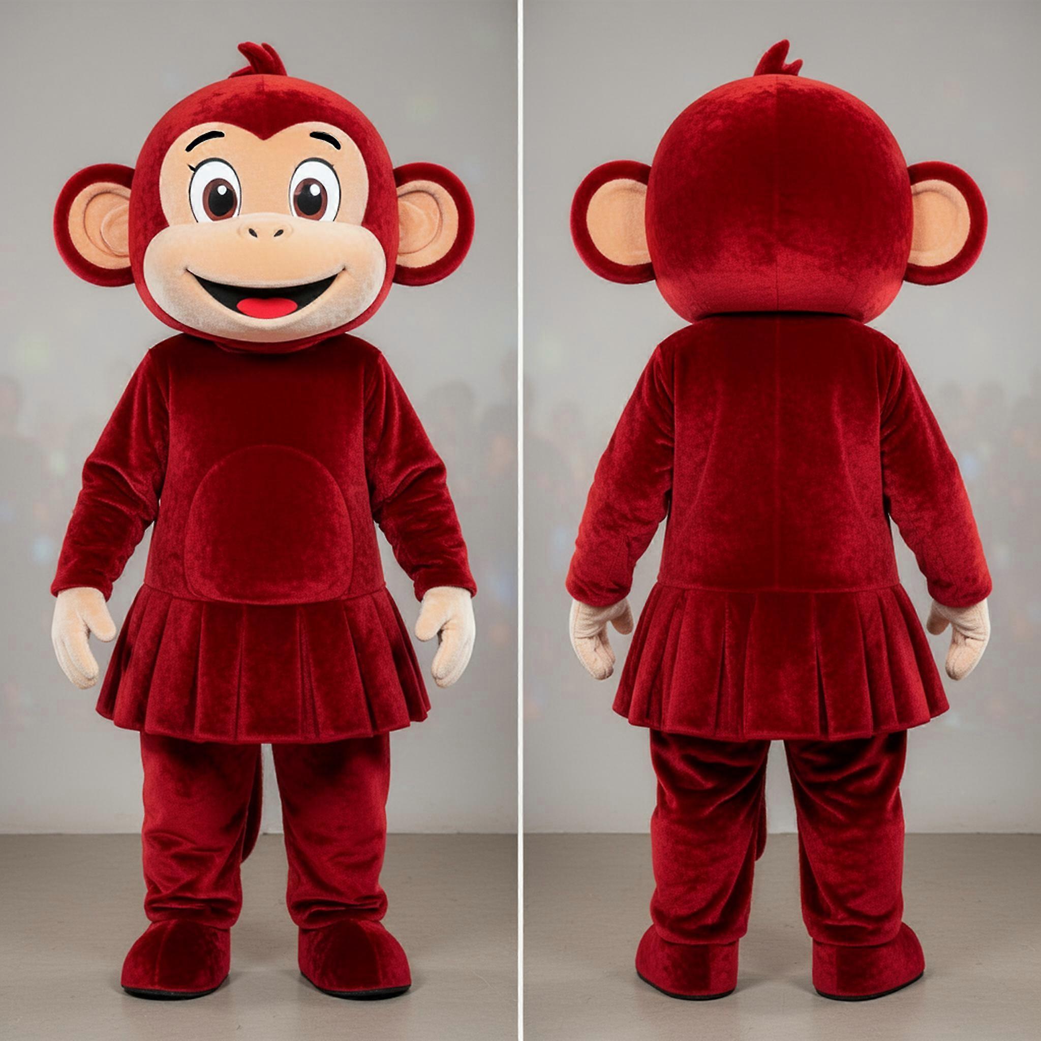 MASTICOT Crimson Cartoon Red Monkey Mascot