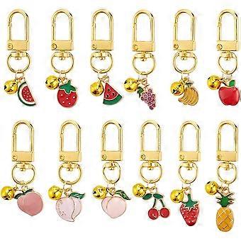 Fruit Keychain 12pcs Enamel Pet Collar Charms with Swivel Clasps Colorful Collar Pendants for Dog Cat Necklace DIY Crafts