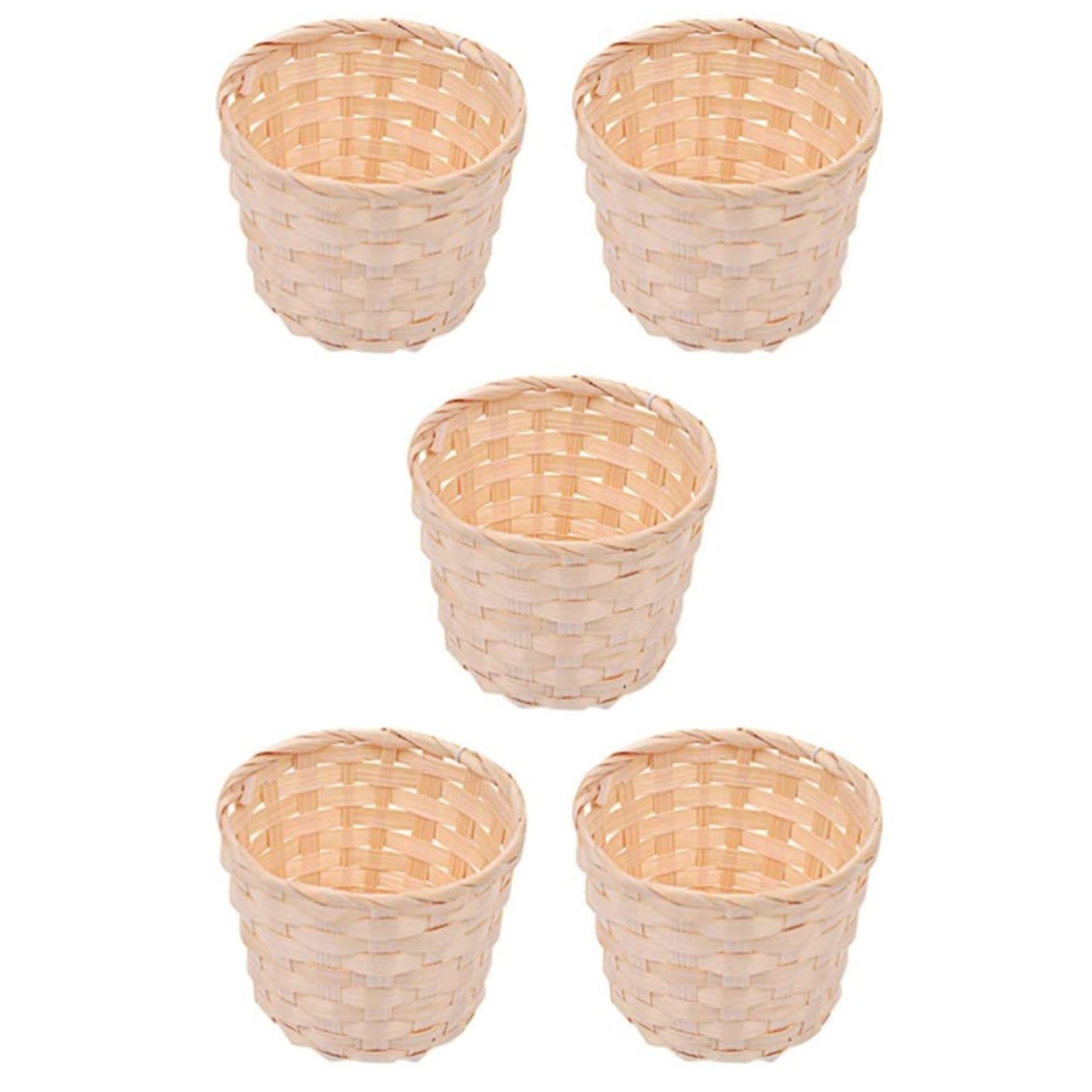 5PCS Mini Woven Baskets Without Handles for Party Favors Crafts Decor Suitable for Various Occasion