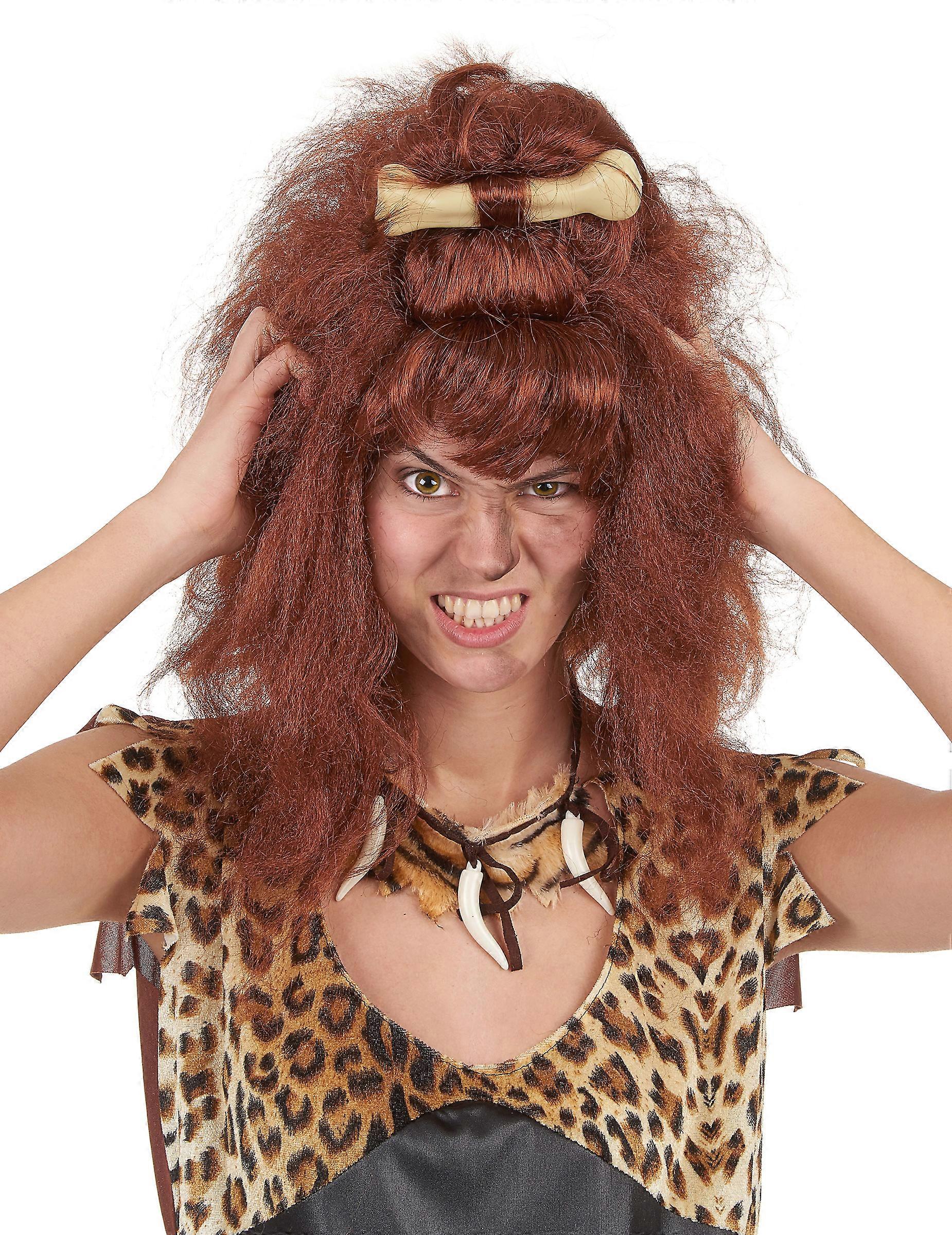 Brown cavewoman wig